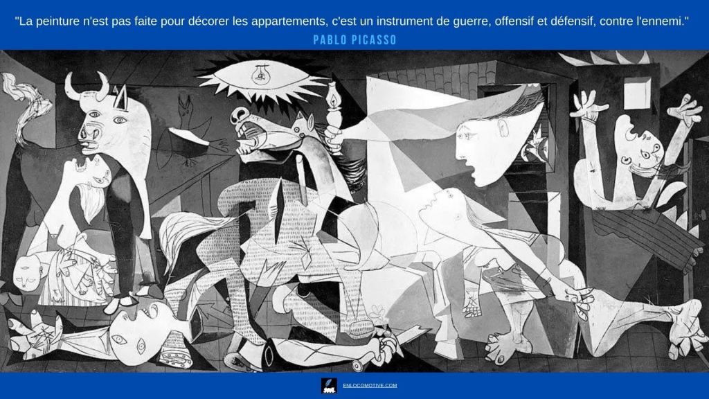 guernica Picasso citation "La peinture n'est pas faite pour décorer les appartements, c'est un instrument de guerre, offensif, et défensif contre l'ennemi.